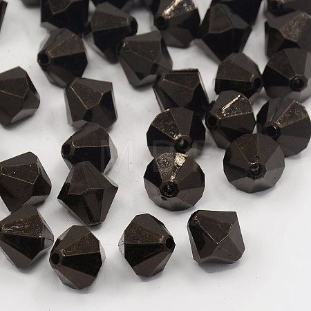 Faceted Bicone Transparent Acrylic Beads DBB6mm10-1