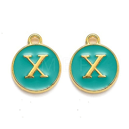 Golden Plated Alloy Enamel Charms X-ENAM-Q437-15X-1