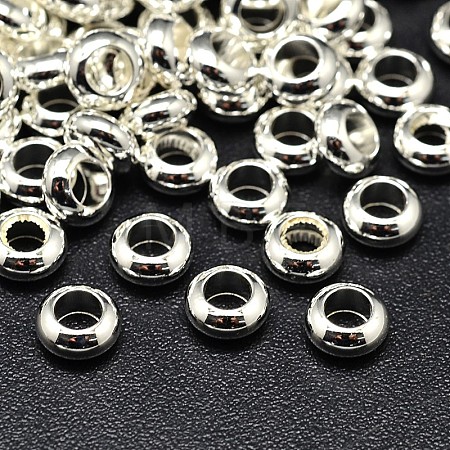 Brass Flat Round Spacer Beads KK-M085-10S-NR-1