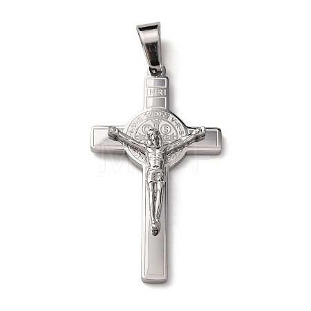 304 Stainless Steel Religion Jesus Cross Pendants X-STAS-F323-12P-1