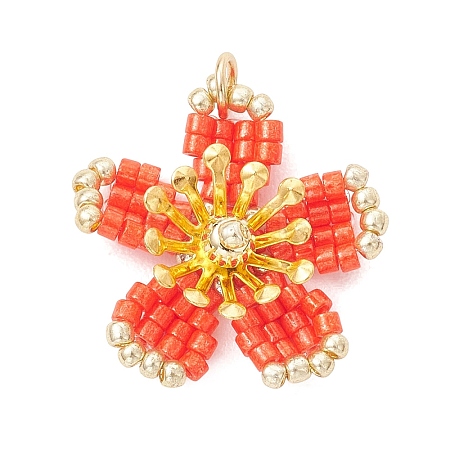 Glass Seed Beaded Pendants PALLOY-MZ01284-02-1