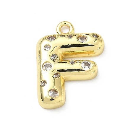 Brass Micro Pave Clear Cubic Zirconia Pendants KK-I476-02G-F-1