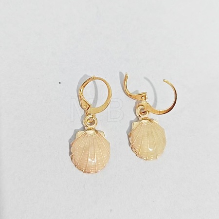 Ocean Theme Alloy Enamel Shell Shape Leverback Earrings FS-WG4EEAF-15-1