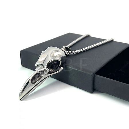Nordic Viking Raven Skull Stainless Steel Men's Gothic Pendant Necklaces FQ2781-1