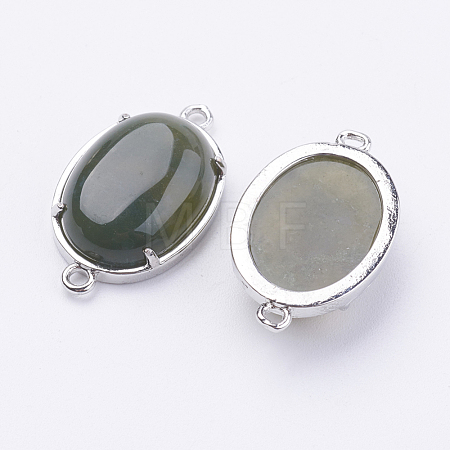 Brass Natural Indian Agate Links connectors G-E398-04K-1
