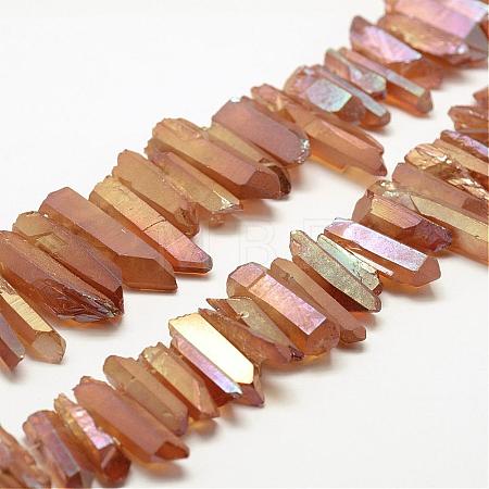Electroplated Natural Quartz Crystal Beads Strands G-A142-03P-1
