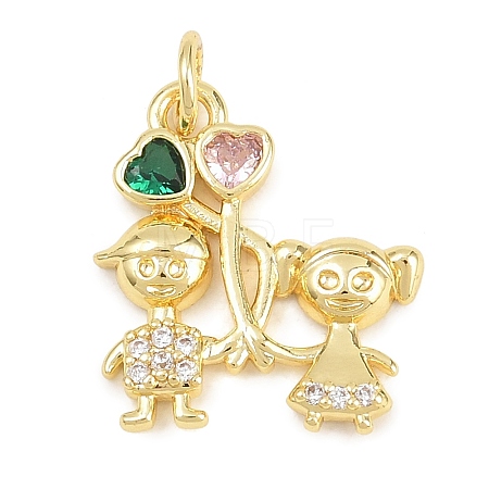 Brass Micro Pave Cubic Zirconia Pendants KK-D258-40G-03-1