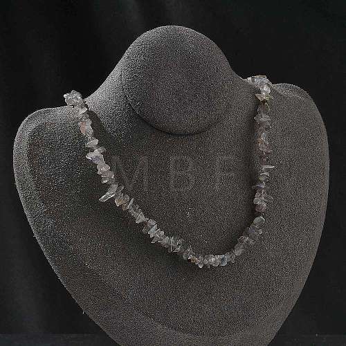 Natural Labradorite Chip Beaded Necklaces for Men Women NJEW-G159-01W-1