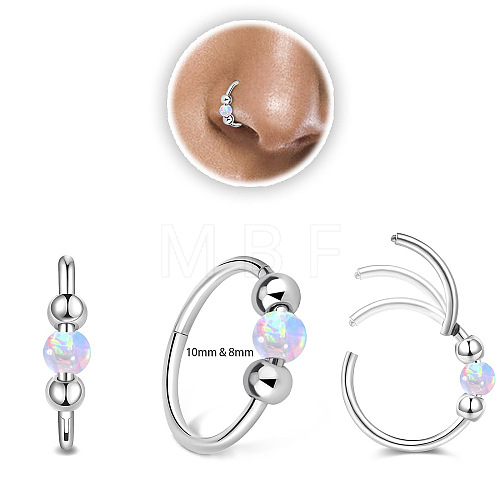 316L Surgical Stainless Steel & Cat Eye Ball Hoop Nose Rings WG275C7-04-1