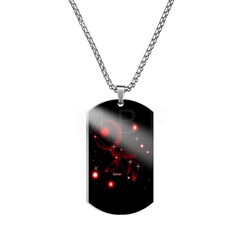 Non-Tarnish Stainless Steel Constellation Tag Pendant Necklace with Box Chains ZODI-PW0006-01C-1