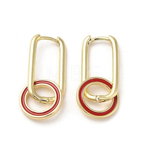 Real 18K Gold Plated Brass Ring Dangle Hoop Earrings EJEW-L268-022G-03-1