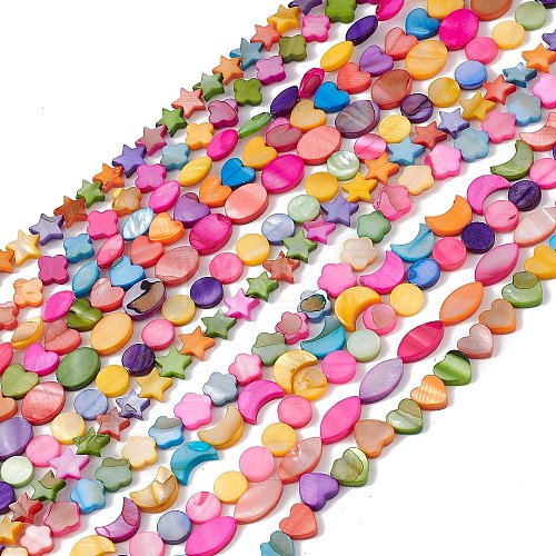 10 Strands Colorful Natural Freshwater Shell Dyed Beads Strands SHEL-M018-03-1