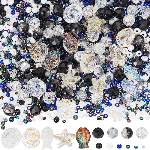 SUNNYCLUE Ocean Theme DIY Seed & Glass Beads Jewelry Making Finding Kit DIY-SC0024-64A-1