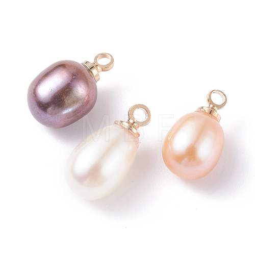 3Pcs 3 Colors Natural Pearl Charms PALLOY-JF01281-1