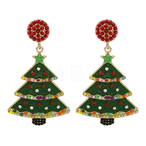 Christmas Alloy Plastic Bead Stud Earrings for Women EJEW-U024-02G-01-1