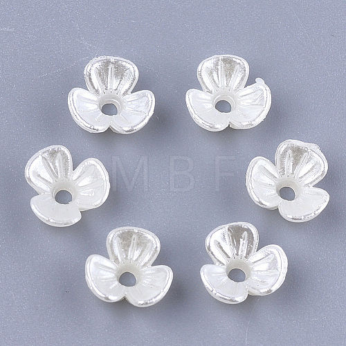 3-Petal ABS Plastic Imitation Pearl Bead Caps X-OACR-T018-01-1