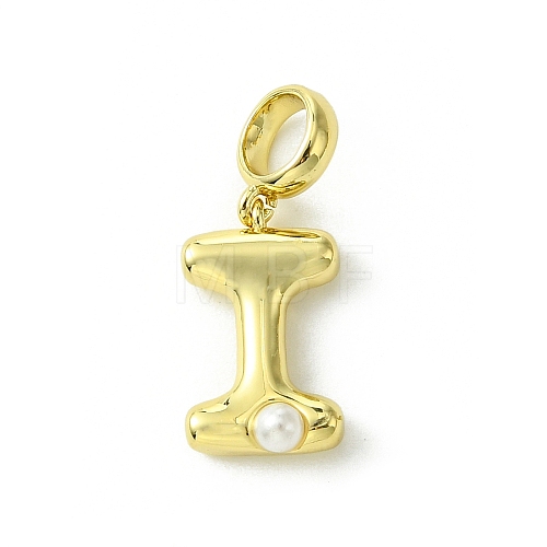 Rack Plating Brass with ABS Plastic Pearl European Dangle Charms KK-G501-02I-G-1