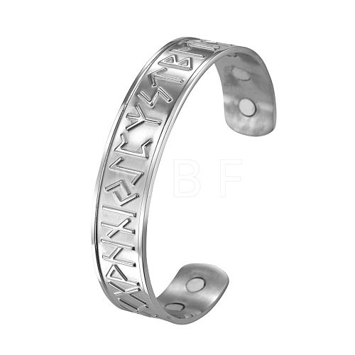 304 Stainless Steel Word Cuff Bangle with Magnetic Iron Beaded FIND-PW0020-15B-P-1