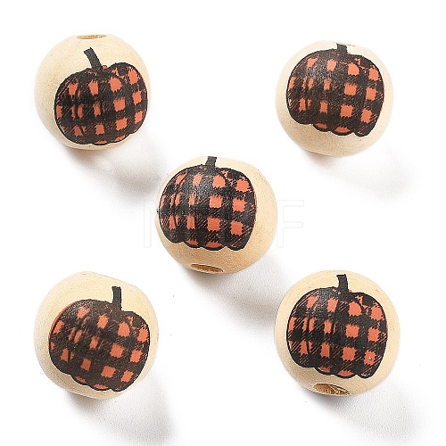 Halloween Printed Schima Wood European Beads WOOD-G023-07A-1