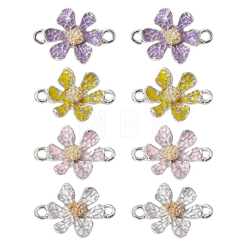 8Pcs 4 Colors Alloy Enamel Connector Charms FIND-YW0003-74-1