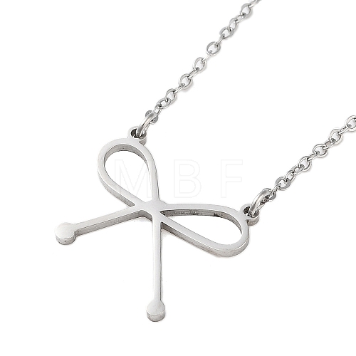 Non-Tarnish 304 Stainless Steel Bowknot Pendant Necklaces for Women NJEW-S434-01P-1