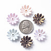 6-Petal Spray Painted Acrylic Bead Caps MACR-S373-48J-3