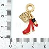 Rack Plating Brass Clear Cubic Zirconia Makeup European Dangle Charms KK-P287-34A-G-3