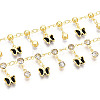 Brass Glass Butterfly Charm Link Chains CHC-T018-12C-G-1