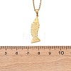 Summer Bach 304 Stainless Steel Fish Pendant Satellite Chain Necklaces for Women NJEW-F373-02G-3