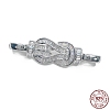 Rhodium Plated 925 Sterling Silver Micro Pave Clear Cubic Zirconia Fold Over Clasps STER-P054-09P-1