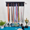 Rectangle Pine Wood Wall Mounted Jewelry Display Stands with 24Pcs Golden Tone Metal Hooks ODIS-WH0038-271-2