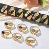 Round Natural Mixed Stone Finger Rings RJEW-C119-08G-2