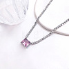 Brass Pave Cubic Zirconia Rectangle Pendant Tennis Necklaces FS-WGB48C6-02-1