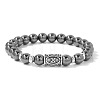Alloy Nordic Viking Runes 8MM Synthetic Non-magnetic Hematite Round Beaded Stretch Bracelets KW3210-15-1