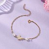 Brass Charms and Natural Cultured Freshwater Pearl Link Bracelets BJEW-JB13126-1