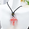 Cherry Quartz Glass Cross Pendant Black Cotton Cord Necklaces FS-WG3ED65-14-1