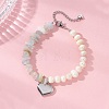 304 Stainless Steel Heart Charm Bracelets BJEW-JB13361-02-1