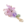 Flower Synthetic Moonstone & Glass Pendant Decorations HJEW-TA00337-01-4