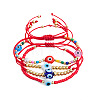 4Pcs 4 Styles Handmade Lampwork & Glass & Brass Beads Braided Bead Bracelets OA0738-1-5