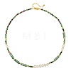 Faceted Round Natural Ruby in Zoisite & Column Green Spot Jasper & Freshwater Pearl Beaded Necklaces & Bracelets Sets for Women ZI1839-3-5