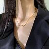 304 Stainless Steel Twisted Rectangle Bar Pendant Necklaces for Women WGC1D57-01-2