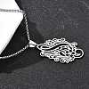 201 Stainless Steel Laser Cut Flower Musical Note Pendant Box Chain Necklaces for Women Men NJEW-E156-02P-3