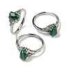 Oval Natural Malachite Adjustable Rings RJEW-Q818-01P-07A-1