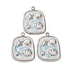 304 Stainless Steel Enamel Pendants STAS-P406-25B-P-1