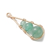 4Pcs 4 Styles Dyed Natural Quartz Crystal & Carnelian & Green Aventurine & Amethyst Round Beaded Pendants PALLOY-TA00347-02-4