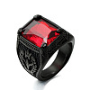 316L Stainless Steel & Cubic Zirconia Men's Vintage Carved Finger Rings FS-WG82D33-57-1