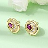 Brass Micro Pave Cubic Zirconia Stud Earrings EJEW-G471-13G-06-3