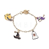 Witch & Ghost Alloy Enamel Charm Bracelets BJEW-JB10703-1