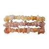 3Pcs Natural Red Aventurine & Natural Sunstone & Natural Topaz Jade Chip Beaded Stretch Bracelet Sets BJEW-JB10867-1