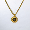 304 Stainless Steel Octagon with Black Helm Pendant Necklaces for Unisex WGEAFBF-02-1